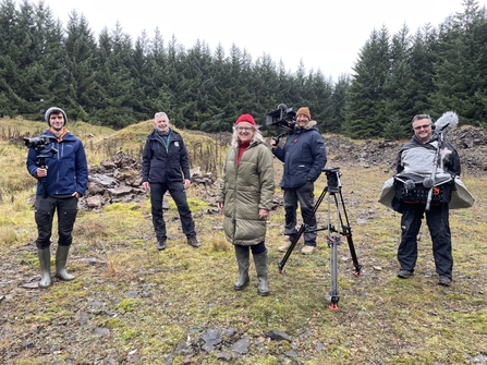 Ian Jackson (second left) NWT Trustee with BBC Countryfile presenter Charlotte Smith and the Countryfile film crew, image Ian Jackson.