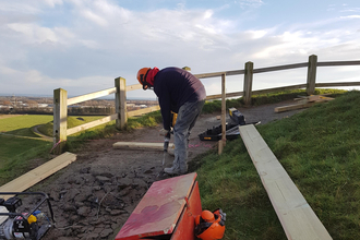 Northumberlandia head repair work - Peter Ernst