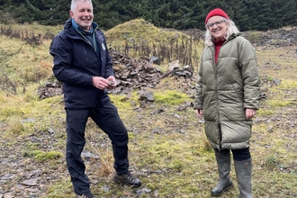 Ian Jackson (second left) NWT Trustee with BBC Countryfile presenter Charlotte Smith and the Countryfile film crew, image Ian Jackson