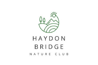 Logo for Haydon Bridge Nature Club featuring a green line-art design of hills, trees, a mountain, and a sun above the text ‘Haydon Bridge Nature Club.