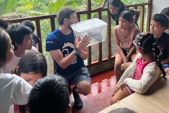 Volunteer Support Officer, Joe Crutwell teaching in Peru