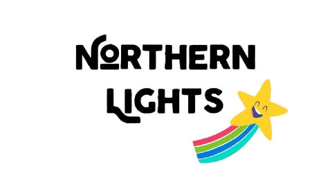 Logo reading ‘Northern Lights’ with a smiling yellow star trailing a rainbow-colored tail.