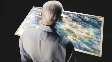 David Attenborough and map