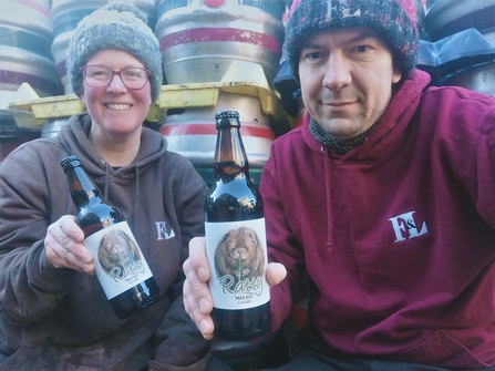 Elsdon Brewers Sam and Red Kellie (First and Last Brewery) with their Ratty ale, image Sam Kellie.