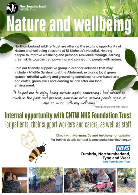 Flyer for Nature and wellbeing sessions with NHS CNTW