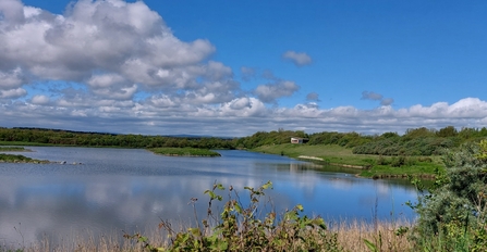 View of Hauxley Wildlife Discovery Centre from the lake. Image by Lauren Brough.